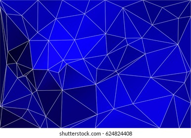 Dark blue abstract low poly geometric background with white triangle mesh.