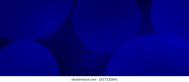 dark blue Abstract modern background with dynamic circle shapes and halftone dots.  gradient geometric shapes element. for booklet, banner, cover, poster, flyer, website, brochure. vector