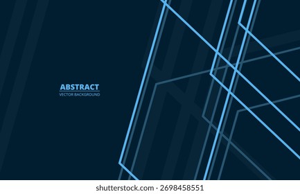 Fondo moderno abstracto azul oscuro con líneas y contornos geométricos azules. Ilustración vectorial