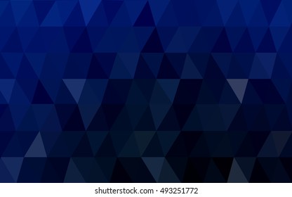 Dark blue abstract mosaic background. Triangular geometric sample with gradient.  The best triangular design for your business.