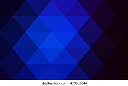 Dark blue abstract mosaic template. Triangular geometric sample with gradient.  The polygonal design can be used for your web site.