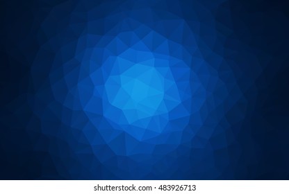 Dark blue abstract mosaic template. Triangular geometric sample with gradient.  The best triangular design for your business.