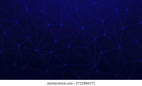 Red de polígono abstracto azul oscuro con nodos conectados y líneas brillantes. Diseño futurista moderno adecuado para diseños tecnológicos, temas digitales y conceptos visuales geométricos.