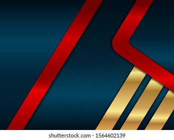 Dark blue abstract with red and gold background design