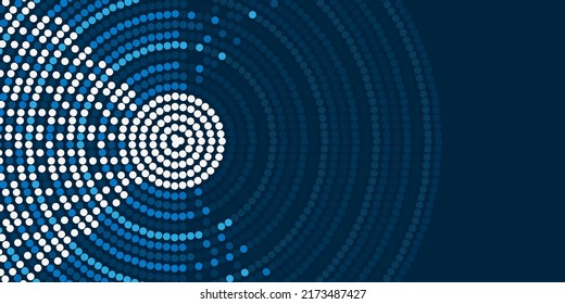 Dark Blue Abstract Spotted Concentric Circular Round Shapes - Texture, Background with Copyspace, Place, Room for Your Text - Illustration in Editable Vector Format