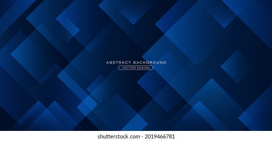 Dark blue abstract square background. Overlay blue gradient geometric shape graphic elements. Futuristic technology concept. Suit for poster, cover, banner, flyer, presentation