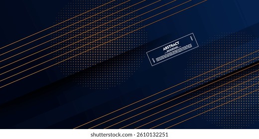 dark blue abstract with straight decorative gold lines texture background. eps10 vector