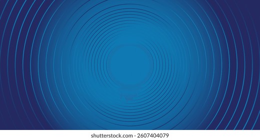 Dark blue abstract style vector background with bright and elegant glowing circle lines stacked together, 3D cover of business presentation banner or night party