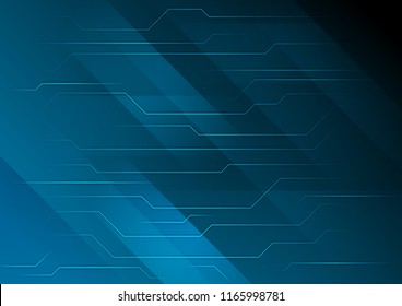Dark blue abstract technology circuit board background. Futuristic vector design