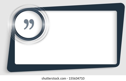 dark blue abstract text frame and transparent circle with quotation mark