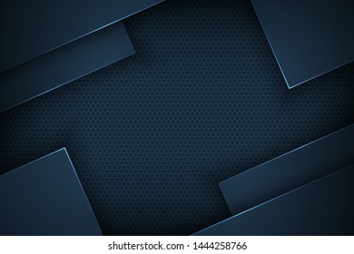 Dark blue abstract vector background with overlapping characteristics.