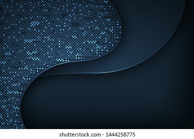 Dark blue abstract vector background with overlapping characteristics.