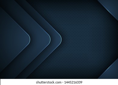 Dark blue abstract vector background with overlapping characteristics.