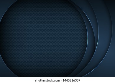Dark blue abstract vector background with overlapping characteristics.