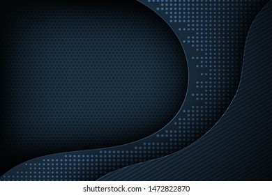 Dark blue abstract vector background with overlapping characteristics.