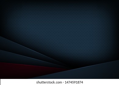 Dark blue abstract vector background with overlapping characteristics.