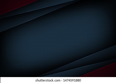 Dark blue abstract vector background with overlapping characteristics.