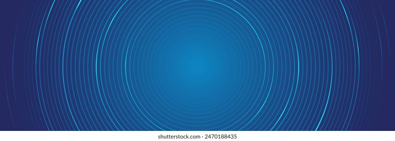 Dark blue abstract vector background with bright and elegant glowing circle lines stacked together, 3D cover of business presentation banner or night party.