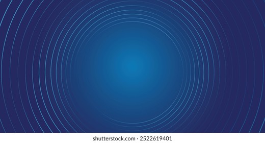 Dark blue abstract vector background with bright and elegant glowing circle lines stacked together, 3D cover of business