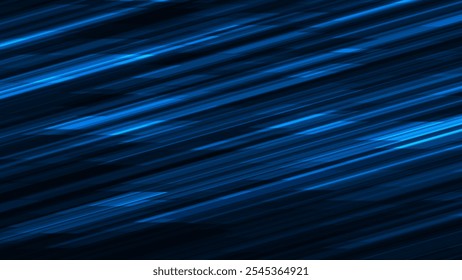 Dark blue abstract vector background. Glowing dynamic diagonal stripes, vary in width and intensity, creating a sense of motion and energy across the design. Blue beams cutting the darkness.
