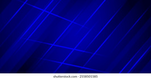 Dark blue abstract vector background with bright and elegant glowing blue lines , Vector.