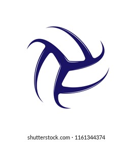 Dark blue abstract volleyball symbol isolated on white background