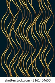 Dark blue abstract wave background with glitter golden lines. Luxury and elegant style template design. Modern simple overlap wave layers elements. Vector illustration