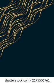Dark blue abstract wave background with glitter golden lines. Luxury and elegant style template design. Modern simple overlap wave layers elements. Vector illustration