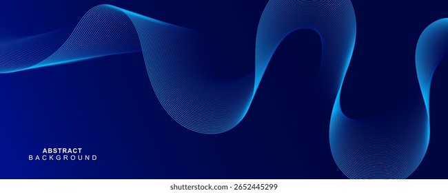 Fundo de onda abstrata azul escuro com fluxo moderno, ótimo para promoções de negócios, anúncios digitais ou identidade corporativa.