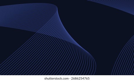Fondo de línea de onda Abstractas azul oscuro Diseño de flujo geométrico futurista