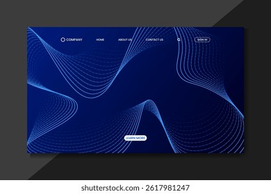 Dark Blue Abstract Wave Lines Background for Web Design and Technology Interface