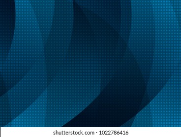 Dark blue abstract wavy background with squares texture. Vector design