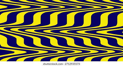 Abstrato azul escuro com elementos de linhas onduladas amarelas. Fundo de padrão sem emenda azul e amarelo