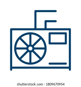 Dark Blue Air Conditioner Icon Design Isolated on White Background