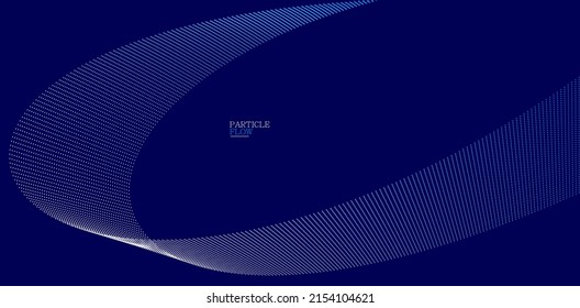 Dark blue airy particles flow vector design, abstract background with wave of flowing dots array, digital futuristic illustration, nano technology theme.