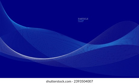 Dunkelblaue, luftige Teilchen fließen Vektordesign, abstrakter Hintergrund mit Welle von fließenden Punkten Array, digitale futuristische Illustration, Nanotechnologie Thema.