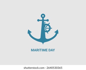 A dark blue anchor icon with a ships wheel integrated into its design
