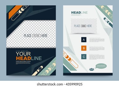 Dark Blue Annual report brochure. Business plan flyer design template. Modern cover report. Presentation mock up,  Leaflet front page and back page layout in A4