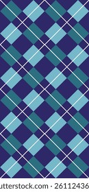 Dark blue argyle with white line pattern, repeat seamless design for fabric print, argyle pattern background