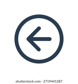 Um ícone de seta azul escuro em um círculo está centralizado em um Plano de Fundo Branco. O estilo é minimalista e plano.