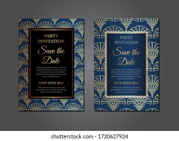 Dark Blue Art Deco Gatsby Invitation Design