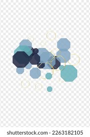 Dark Blue Atom Background Transparent Vector. Geometric Research Design. Future Background. Blue-Gray Line Chemical. Polygon Mosaic.