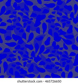 Dark blue autumn leaf fall seamless pattern.