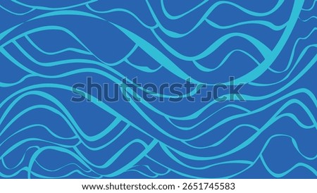 Dark blue backdrop with curved flowing lines in bright cyan, representing deep ocean currents and fluid abstract motion.