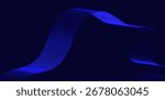 A dark blue backdrop displays a flowing, curved ribbon of vibrant, parallel lines, creating a modern, dynamic effect with gradients of light and shadow emphasizing its smooth, elegant movement