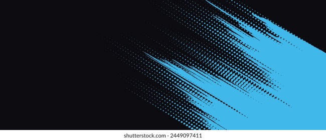 dark blue and blue backdrop with dot halftone pattern element. Abstract brush grunge background. retro comic concept for your graphic design, banner or poster. Vector illustration.