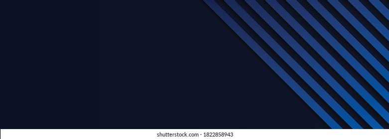 Fondo azul oscuro. Resumen de fondo negro con franjas de línea superpuestas en color azul. Ilustración vectorial para el diseño de presentaciones, volante, banner, fondo, póster, tarjeta de visita y mucho más
