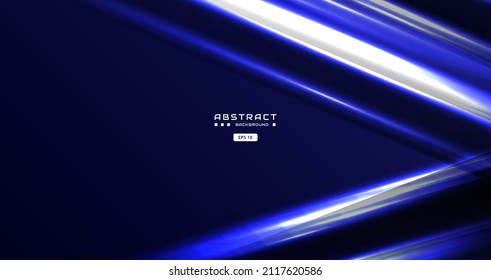 fondo azul oscuro con forma cuadrada clara abstracta, flecha, dinámica y concepto de banner deportivo.