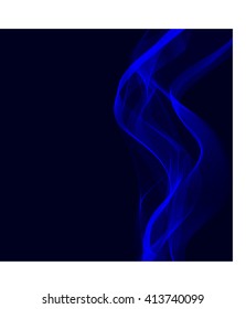 dark blue background with blue abstract smoke with place for text