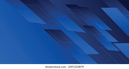 dark blue background with abstract square shape, dynamic and sport banner concept.